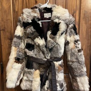 Vintage Fur couture Beverly Hills patchwork, rabbit fur coat